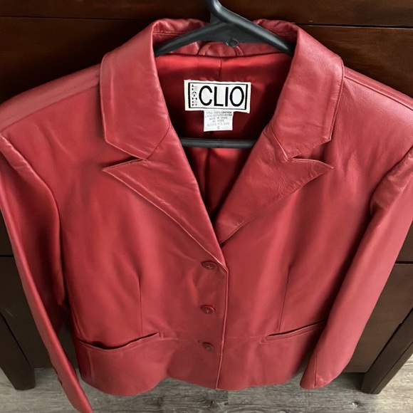 NWOT Vintage CLIO 100% GENUINE LEATHER WOMEN’S RED/BURGUNDY JACKET SIZE:S - Picture 7 of 8